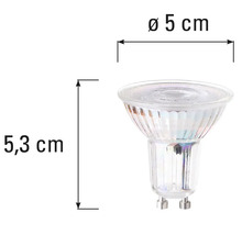 GU10 lamp met afmetingen
