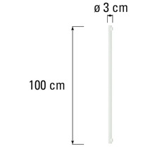 Zijprofiel radiator met afmetingen 100 cm lengte en 3 cm diameter