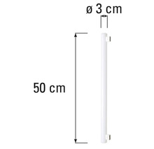 Afmetingen van een radiator: 50 centimeter lang en 3 centimeter doorsnede.