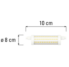 Afbeelding van een LED lamp van 10 centimeter met een diameter van 8 centimeter.
