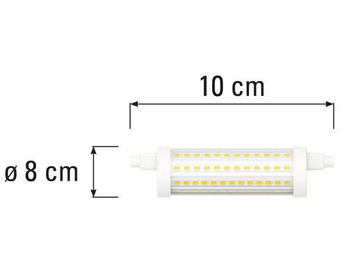 Afbeelding van een LED lamp van 10 centimeter met een diameter van 8 centimeter.
