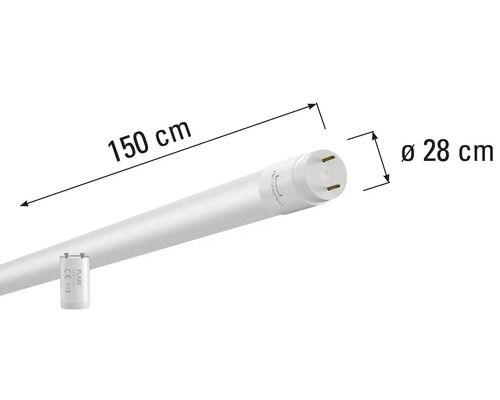 Ledbuis met een lengte van 150 centimeter en een diameter van 28 centimeter