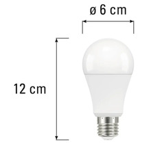 Afbeelding van een ledlamp met afmetingen van 12 centimeter lang en 6 centimeter diameter