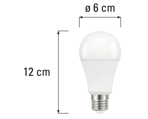 Afbeelding van een ledlamp met afmetingen van 12 centimeter lang en 6 centimeter diameter