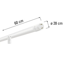 Afbeelding van een 60 centimeter lange fluorescentiebuis met een diameter van 28 millimeter