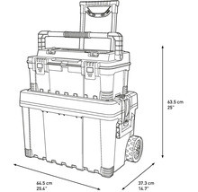 Gereedschapskoffer met wielen en telescopische handgreep, afmetingen: 63,5 cm hoogte, 64,5 cm breedte, 37,3 cm diepte