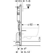 Technische tekening van een sanitair installatiesysteem met maatvoering