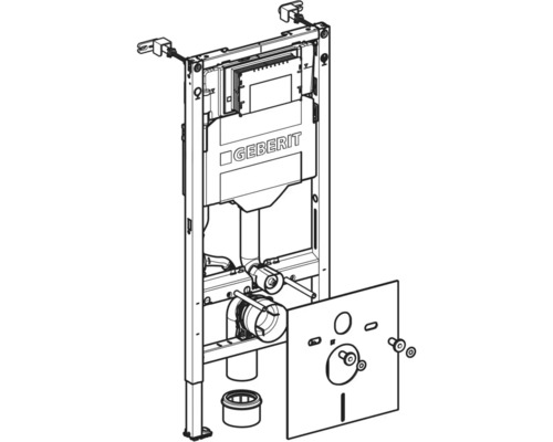 Geberit installatiesysteem voor wandcloset in schematische tekening