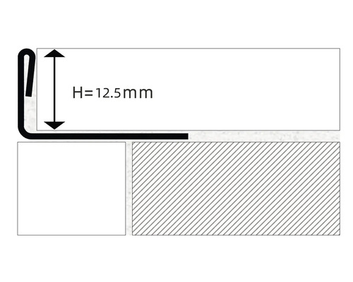 Schema van een profiel met een hoogte van 12,5 millimeter.