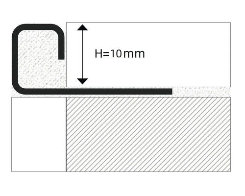 Afbeelding van een trapprofiel met een hoogte van 10 mm.