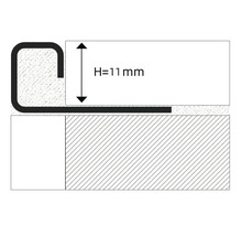 Profieltekening van een overgangsprofiel met een hoogte van 11 millimeter