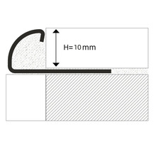Profieltekening van een overgangsprofiel met een hoogte van 10 millimeter