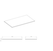 Afbeelding van een werkblad met de afmetingen 806 x 460 x 15 millimeter.