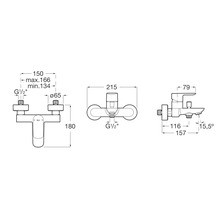 Maatschets van een kraan met alle afmetingen