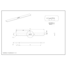 Technische tekening van een Laufen product met maatvoering