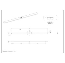 Technische tekening van een Laufen product met afmetingen