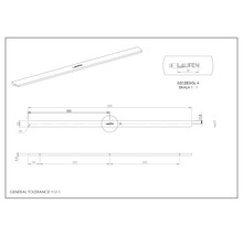 Technische tekening van een Laufen product met afmetingen