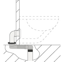 Illustratie van een toilet met rioolaansluiting