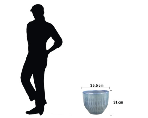Bloempot met afmetingen van 35,5 cm breed en 31 cm hoog