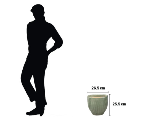 Plantenbak met maatindicatie 26,5 cm en 25,5 cm