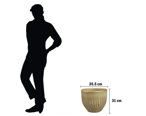 Bloempot met afmetingen 35,5 cm x 31 cm