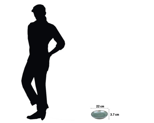 Afmetingen van een keramisch bord: 22 centimeter diameter en 3,7 centimeter hoogte.