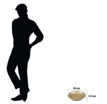 Schaal, diameter 30 cm, hoogte 4,5 cm, met maatindicatie