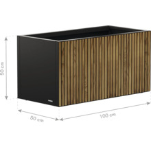 Rechthoekige plantenbak van hout en metaal, 50 x 100 x 50 cm