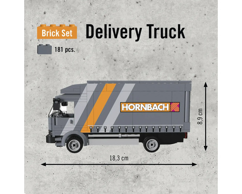Leverwagen bouwset met 181 delen en de afmetingen 18,3 cm bij 8,9 cm