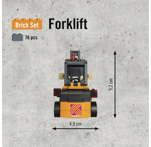 Vorkheftruck bouwset met 76 delen en de afmetingen 9,2 cm hoog en 4,8 cm breed