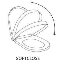 Symbolische afbeelding van een toiletzitting met softclosemechanisme.