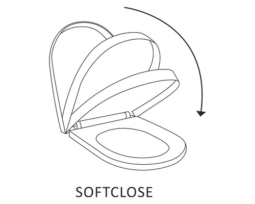 Symbolische afbeelding van een toiletzitting met softclosemechanisme.