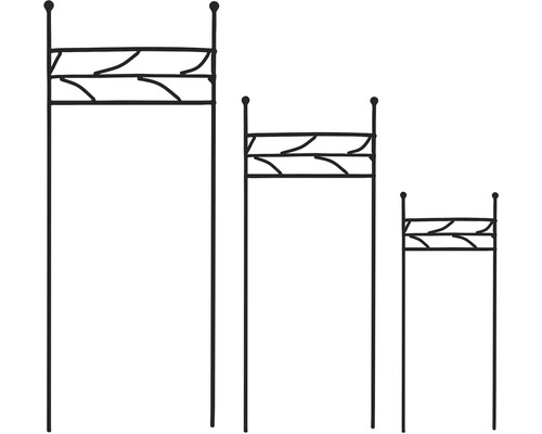 Decoratieve plantenkolommen in een set van drie voor de tuin.