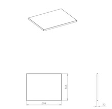 Technische tekening van een tafelblad met maatvoering