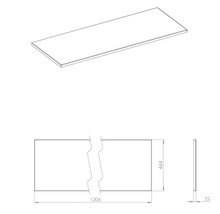 Technische tekening van een werkblad met maatvoering