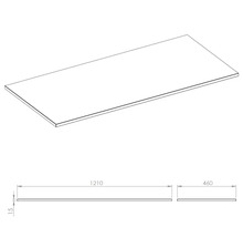 Werkblad met afmetingen 1210 x 460 x 15 mm
