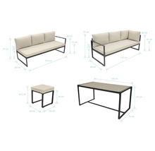 Tuinmeubelset met bank, tafel en kruk met maatvoering