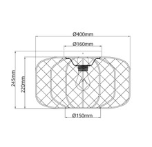 Technische tekening van een lamp met afmetingen in millimeters