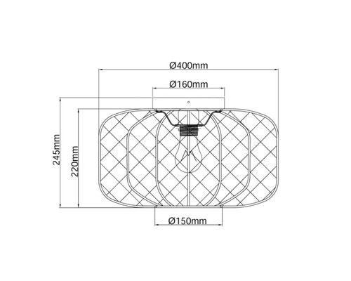 Technische tekening van een lamp met afmetingen in millimeters