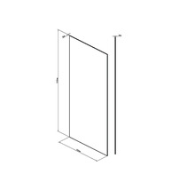 Afbeelding van een douchewand met afmetingen van 2100 mm hoog en 960 mm breed.