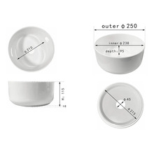 Afbeelding van een ronde opzetwastafel met afmetingen