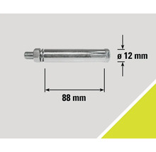 Metalen bout met moer, 88 mm lang, 12 mm diameter