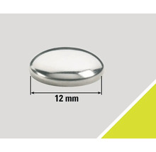 Zilverkleurige afdekdop met een diameter van 12 millimeter