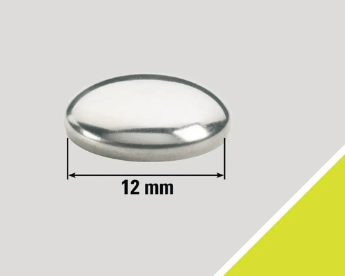 Zilverkleurige afdekdop met een diameter van 12 millimeter