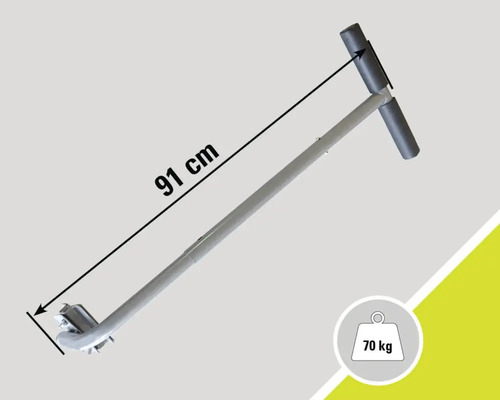 Grondboor met T-greep, 91 centimeter lang en maximaal draagvermogen van 70 kilogram.