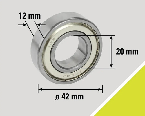 Kogellager met afmetingen van 12 mm, 20 mm en een diameter van 42 mm