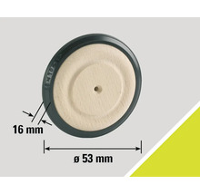 Houten wiel met rubberen band, diameter 53 millimeter