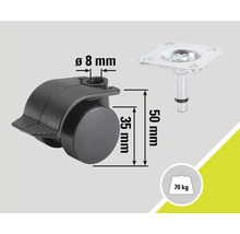 Meubelwiel met vergrendeling, 35 mm wieldiameter en 70 kg draagvermogen