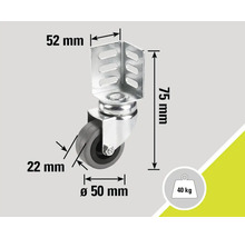 Zwenkwiel met behuizing en afmetingen