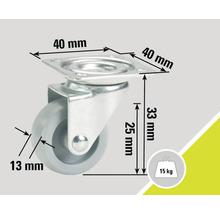 Zwenkwiel met 40 millimeter plaat en 15 kilogram draagvermogen
